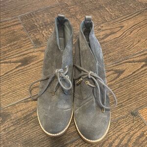 Tory Burch grey suede wedge boots